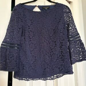 Laundry By Shelli Segal Lace Bell Sleeve Blouse - Purple